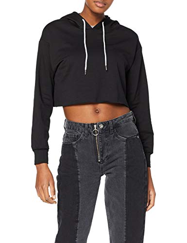 Neon Coco Basic Hooded Crop Sweatshirt Sudadera con Capucha, Negro (Black C10), 36 (Tamaño del Fabricante:M) para Mujer