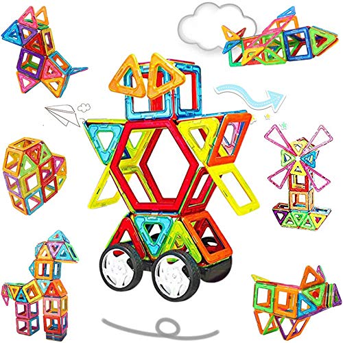 NextX Bloques Construccion Niños, Bloques de Construcción Magnéticos 3D Juguetes Educativos Creativos Juguetes Niños 3 4 5 6 7 8 Años(46 pcs)