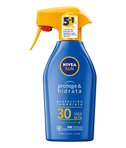 NIVEA SUN Protege & Hidrata Spray Solar FP30 (1 x 300 ml), protector hidratante y resistente al agua con protección UVA/UVB, protección solar alta en formato pistola NIVEA SUN Protege & Hidrata Spray Solar FP30 (1 x 300 ml), protector hidratante y resistente al agua con protección UVA/UVB, protección solar alta en formato pistola