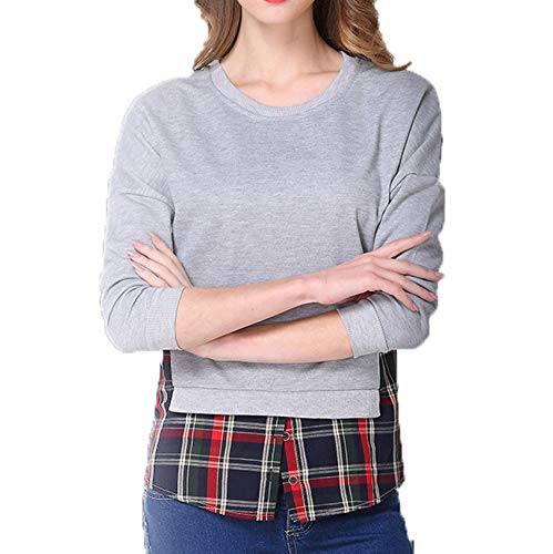 Nueva Camiseta De Primavera Y OtoñO De Talla Grande para Mujer, SuéTer De Manga Larga con Cuello Redondo Delgado Y Empalme Falso De Dos Piezas Nueva Camiseta De Primavera Y OtoñO De Talla Grande para Mujer, SuéTer De Manga Larga con Cuello Redondo Delgado Y Empalme Falso De Dos Piezas