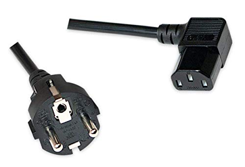 odedo® Goobay - Cable de alimentación (2 m, enchufe Schuko a conector acodado C13/IEC13 2, cable de alimentación en frío, VDE 10 A, 250 V, 2 m, acodado a la derecha)