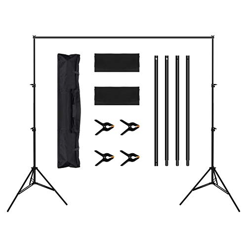 OMBAR Soporte de Fondo para Fotografía Ajustable de 2x3M para Retrato, Fotografía de Productos y Grabación de Video, Soporte Telescópico para Fotográfico con 4 Abrazaderas Fondo y 2 Bolsas Arena OMBAR Soporte de Fondo para Fotografía Ajustable de 2x3M para Retrato, Fotografía de Productos y Grabación de Video, Soporte Telescópico para Fotográfico con 4 Abrazaderas Fondo y 2 Bolsas Arena