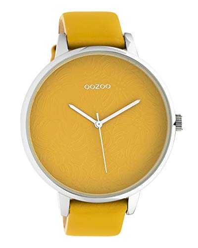 Oozoo C10574 - Reloj de pulsera para mujer con esfera de diseño y correa de piel (48 mm), color amarillo mostaza