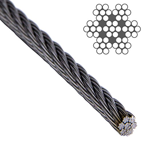 OPIOL QUALITY | Cable de alambre de 6,0 mm 7 x 7 semiblando, acero inoxidable A4 (200 metros) | Cable de acero | Cuerda de alambre de acero inoxidable | Cuerda para barandilla | Cuerdas