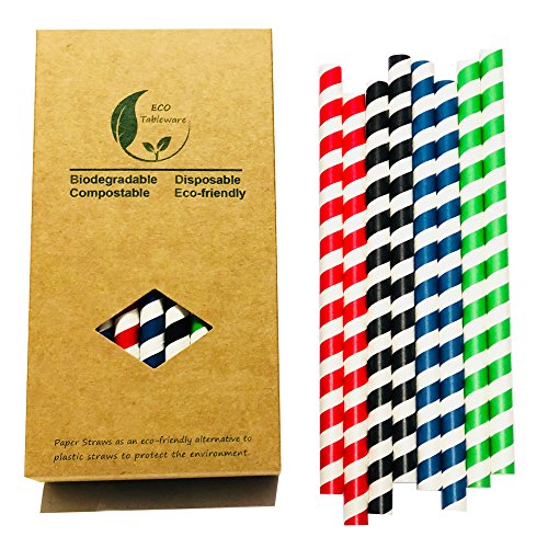 Pajitas de papel boba bebida de rayas coloridas de 10 mm, gran pajitas de color verde/rojo/azul/negro, embarque en total 32 unidades de caja