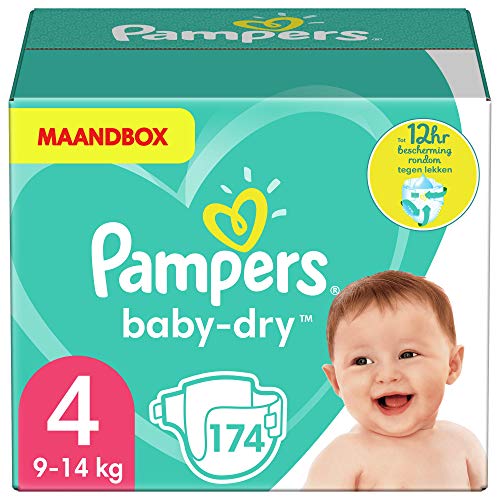 Pampers Baby Dry, Pañales para Bebés, Talla 4 (9-14 kg), 174 unidades
