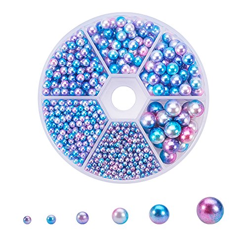 PandaHall Elite 1 caja de 1800 perlas de imitación de acrílico, sin agujero/cuentas sin perforar para joyas, forma redonda, coloridas, 2,5 – 8 mm