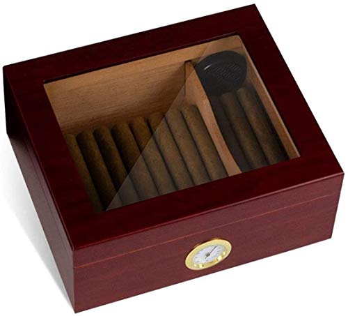 PANGPANGDEDIAN Caja de cigarro de Pintura de Gran Capacidad Cedar Madera sólida Viaje Ligero de Madera Caja Decorativa (Color : Red, Size : 26cm*22cm*11cm)