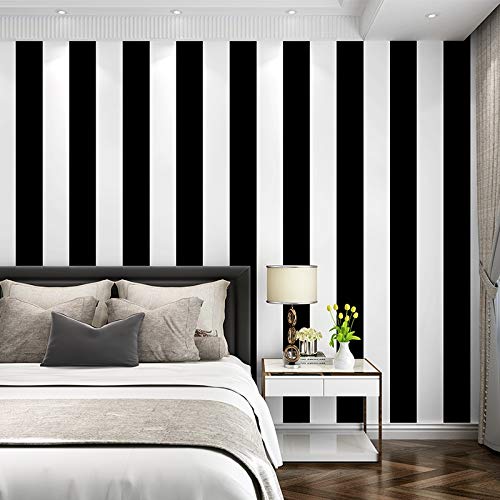 Papel pintado pared Gris Clásico Negro impermeable de PVC fondo de pantalla brillante rollo blanco y negro de las rayas verticales fondo de la pared del papel de la sala
