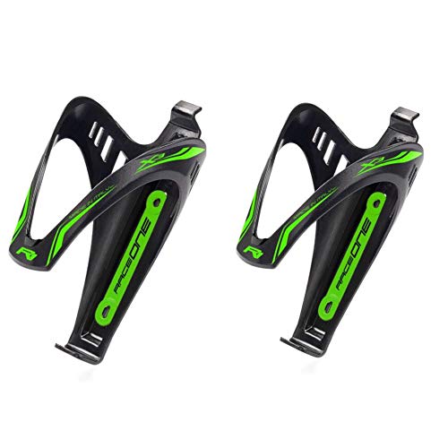 Par de portabidón X3 verde flúor para bicicleta, ideal para bicicleta Race/MTB/gravel/Trekking Bike. Acabado mate. Color negro/verde fluorescente. 100% fabricado en Italia (RO_2X3_GFL)