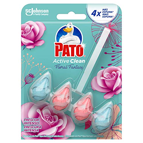 PATO® Active Clean - Colgador WC, Frescor Intenso, Perfuma, Limpia y Desinfecta, Aroma Floral Fantasy