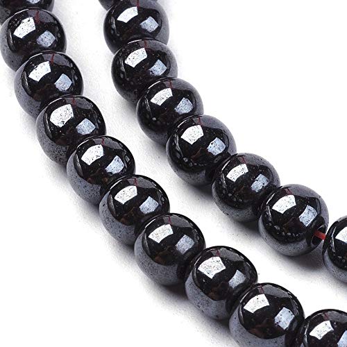 Perlas de hematita negras, 4/6/8 mm, para pulseras redondas, no magnéticas, hematitas, piedras preciosas, 38 cm, 1 cadena (4 mm – 100 unidades)