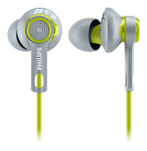 Philips SHQ2300LF ActionFit - Auriculares deportivos (anillo de estabilidad, aislamiento de sonido), lima/gris