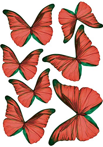 PLAGE 3d Charming Butterfly Stickers Decoration transparente [7 Butterflies between 8 x 6,5 cm and 14 x 11 cm], plástico, red, 14 x 0.1 X 11 cm, 7 unidades de medida