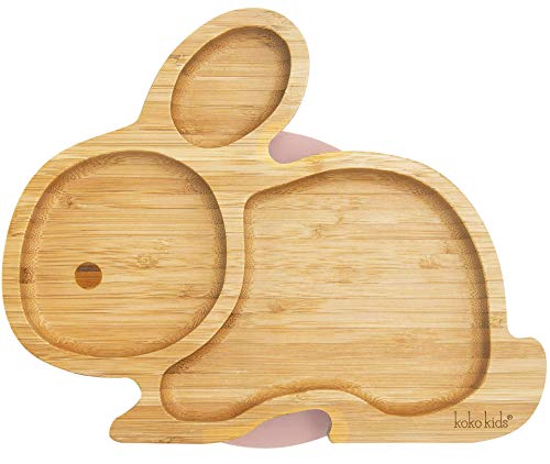 Plato Bambu de Conejo con Ventosa ~ Hecha de Bambú Natural ~ Plato de alimentación para bebés y niños pequeños con un aro de succión fuerte Plato Bambu de Conejo con Ventosa ~ Hecha de Bambú Natural ~ Plato de alimentación para bebés y niños pequeños con un aro de succión fuerte