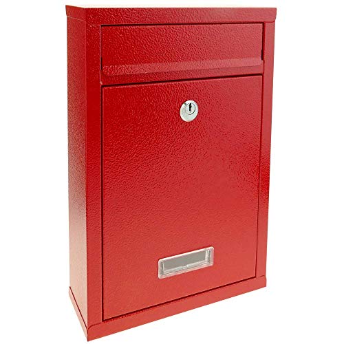 PrimeMatik - Buzón metálico para Cartas y Correo Postal de Color Rojo 215 x 80 x 315 mm PrimeMatik - Buzón metálico para Cartas y Correo Postal de Color Rojo 215 x 80 x 315 mm