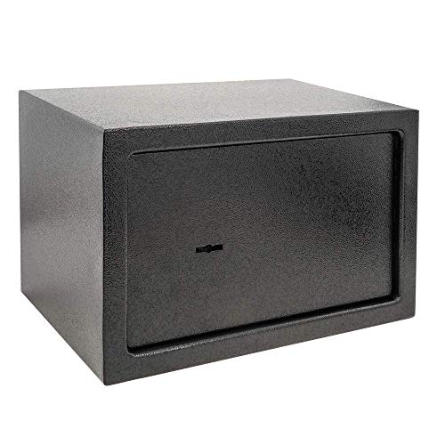 PrimeMatik - Caja Fuerte de Seguridad de Acero y con Llaves 31 x 20 x 20 cm Negra