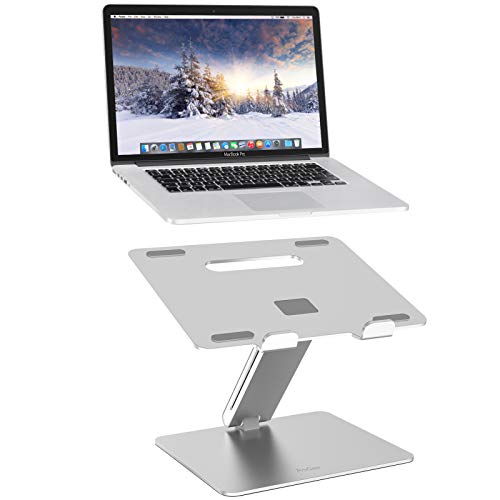 ProCase Soporte de Portátiles y Netbook, Diseño Ergonómico Plegable y Ajustable de Aluminio para MacBook Pro Air Surface Book Pro DELL HP Samsung Lenovo Xiaomi Huawei Matebook de hasta 17" - Plateado