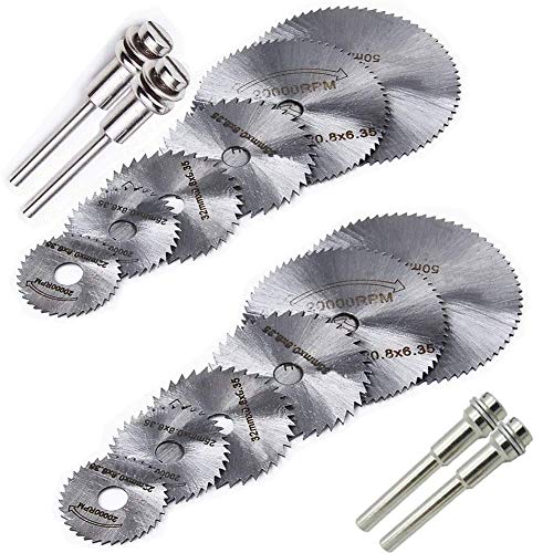 QISF Cuchillas de Sierra Circular Set, Mini HSS Discos de Corte para Madera，Herramienta Rotativa para Corte de Madera/Plástico /Metal（16 Piezas）