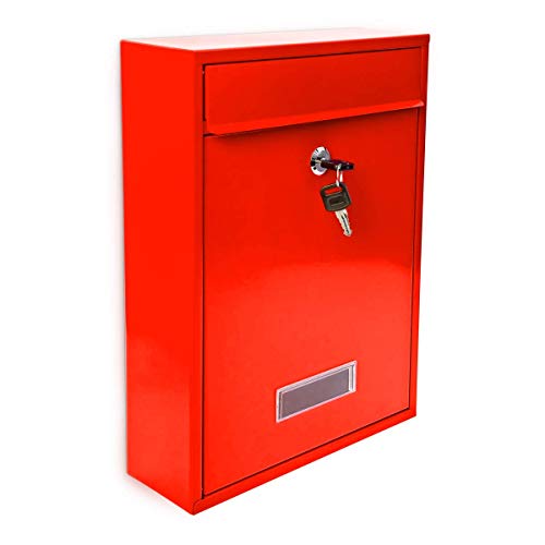 Relaxdays 10017415 rot - Diseño Buzón de metal rojo de 26,5 x 35 x 8,5 pulgadas Relaxdays 10017415 rot - Diseño Buzón de metal rojo de 26,5 x 35 x 8,5 pulgadas