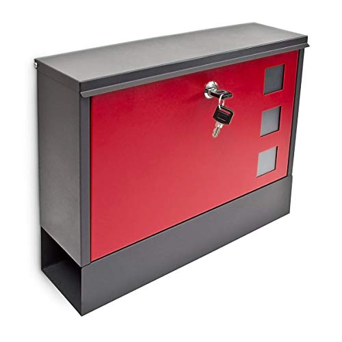 Relaxdays 10017418_261 Buzón de Pared, Negro/Rojo, 10 x 36 x 30 cm Relaxdays 10017418_261 Buzón de Pared, Negro/Rojo, 10 x 36 x 30 cm