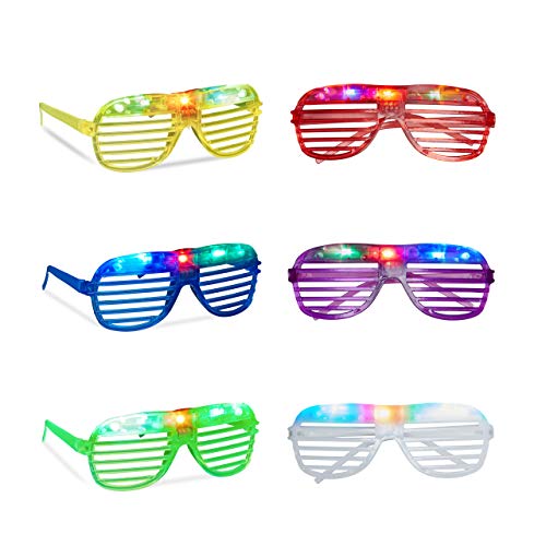 relaxdays Gafas de Fiesta LED, Accesorio de Carnaval con Luces, Plástico, Varios Colores, (10020602) , color/modelo surtido