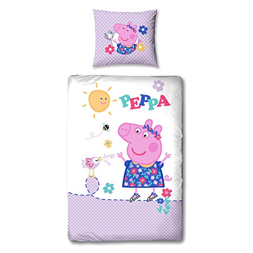 Ropa de cama de linón Peppa Pig – Happy 135 x 200 cm + 80 x 80 cm – Nuevo & Ovp – 100% algodón con cremallera – tamaño alemán