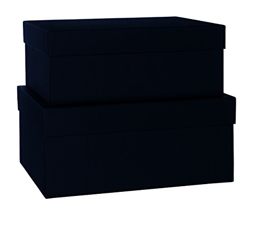 Rössler Papier 1345453700 - Set de cajas rectangulares de archivo de cartón, 2 unidades, color negro