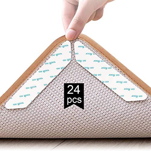 Rug Gripper, 24 piezas de agarre de alfombra antideslizante de doble cara, adhesivo de alfombra lavable y reutilizable antideslizante para alfombras de pisos de madera, alfombras, tapetes y tapetes Rug Gripper, 24 piezas de agarre de alfombra antideslizante de doble cara, adhesivo de alfombra lavable y reutilizable antideslizante para alfombras de pisos de madera, alfombras, tapetes y tapetes