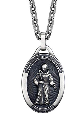 RXSHOUSH Collar con colgante de maestro católico de plata S925 para hombre, cadena de plata personalizada, collar de regalo para hijo, novio, cadena de plata de 50 cm