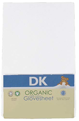 Sábana bajera ajustable de DK Glovesheets, de algodón orgánico, para cuna, color blanco, 83 cm x 50 cm