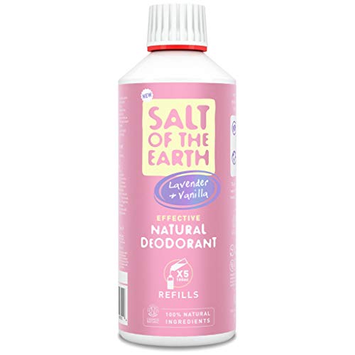 Salt of the Earth, Lavender & Vanilla - Desodorante natural en spray – Vegano, protección de larga duración, aprobado por el Salto Bunny – fabricado en el Reino Unido – 500 ml