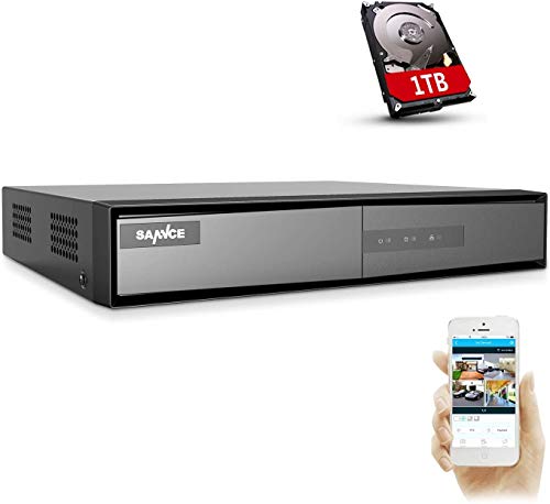 SANNCE DVR TVI 1080P 8 Canal para Grabación 24/7 Grabadora de Video H.264 + HDMI Alarma por Correo electrónico ONVIF con Cámara CVBS/AHD/TVI/CVI/IP para Videovigilancia-1TB HDD