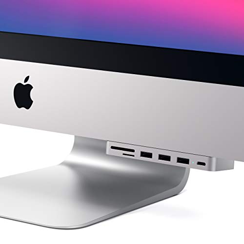 SATECHI Pro Hub Pinza de Aluminio Tipo-C con Puerto de Datos USB-C, 3 USB 3.0, Lector de Tarjetas Micro/SD Compatible con 2019/2017 iMac y iMac Pro (Plata)