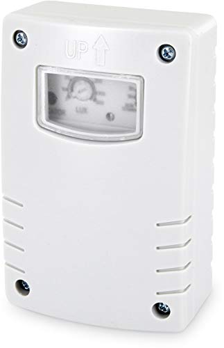 Sensor crepuscular para entornos húmedos, 230 V, IP44, adecuado para LED, tiempo de conmutación y sensibilidad ajustables. Sensor crepuscular para entornos húmedos, 230 V, IP44, adecuado para LED, tiempo de conmutación y sensibilidad ajustables.