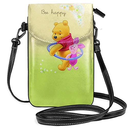 shenguang Bolsos cruzados para mujer - Bee Happy Winnie The Pooh Cartera pequeña para teléfono celular con ranuras para tarjetas de crédito