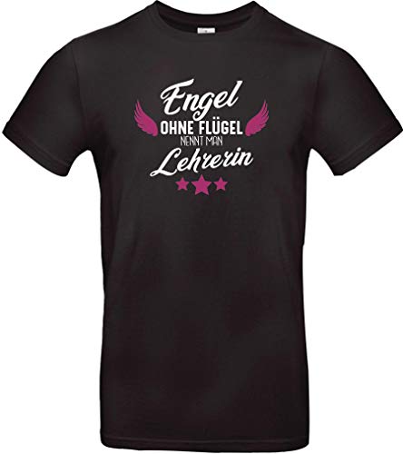 Shirtstown – Camiseta con texto en alemán "Engel ohne Flügel nennt Man Lehrerin" Negro
 M