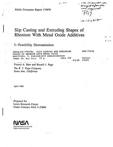 Slip casting and extruding shapes of rhenium with metal oxide additives. 1: Feasibility demonstration (English Edition)