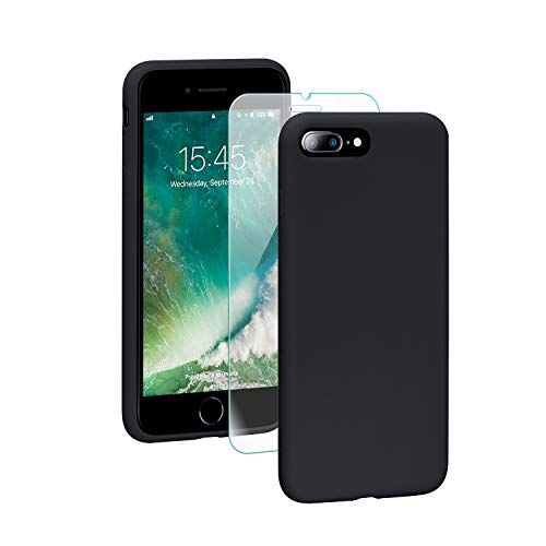 SmartDevil Funda para iPhone 7 Plus/8 Plus Protector de Pantalla, Funda de Goma de Gel de Silicona Líquida a Prueba de Golpes Cojín de Forro de Tela de Microfibra Suave para iPhone 7 Plus/8 Plus