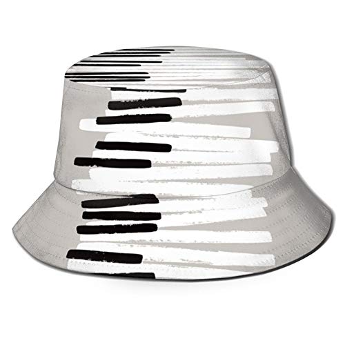 Sombrero Pescador Unisex,Piano Estilo Doodle Patrón de teclado Abstracto Diseño contemporáneo,Plegable Sombrero de Pesca Aire Libre Sombrero Bucket Hat para Excursionismo Cámping De Viaje Pescar