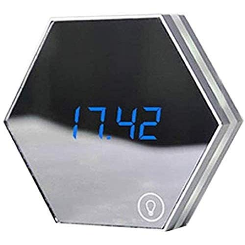 SONG Reloj Despertador Espejo Multifunción Silencioso Creativo Luminoso Moda Personalidad Inteligente Reloj Pequeño Creativo