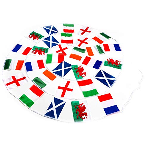 State Vision Seis Nations Banderas de torneo de rugby, todos los 6 países participantes, 11 m de largo, perfectas para bares, casas y jardines, banderas de 14 x 21 cm