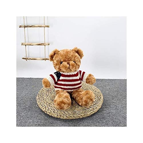 SuoSuo GWTRY 38 cm niños Juguete Suave Peluche Peluche Oso de Peluche Blanco y marrón con Abrigo Inglaterra Estilo de Dormir Bufanda para Dormir Linda y Moda (Color : Chocolate Color, Talla : 38cm)