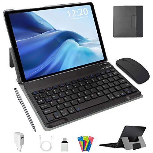 Tablet 10 Pulgadas Android 10.0, 4G LTE Tablets, 4GB de RAM y 64 GB/Scalabile a 128 GB, Dobles SIM, GPS, WiFi, 8000mAH,Teclado Bluetooth, Ratón, Funda para Tableta y Más Incluidos (Negro)