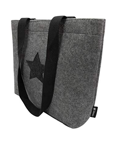 Tebewo Bolsa de la compra de fieltro, pequeña bolsa con cierre con asa, cesta de la compra, plegable, para guardar leña, bolsa de transporte versátil, color gris Tebewo Bolsa de la compra de fieltro, pequeña bolsa con cierre con asa, cesta de la compra, plegable, para guardar leña, bolsa de transporte versátil, color gris