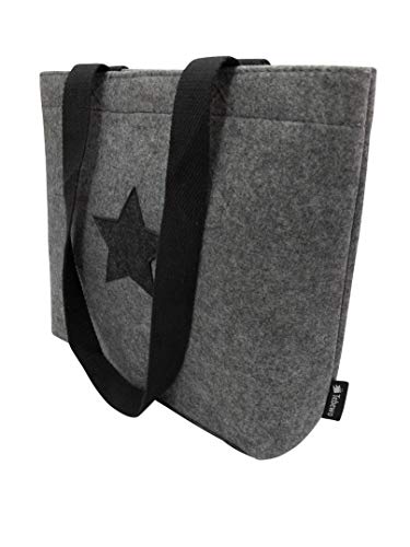 Tebewo Bolsa de la compra de fieltro, pequeña bolsa con cierre con asa, cesta de la compra, plegable, para guardar leña, bolsa de transporte versátil, color gris