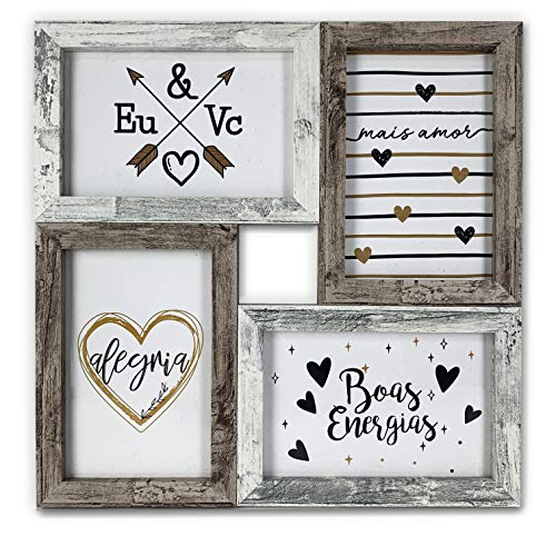TH Marcos de Fotos Múltiple de Madera para Pared - 4 Fotos 10x15 cm (Gris Marrón Retro) TH Marcos de Fotos Múltiple de Madera para Pared - 4 Fotos 10x15 cm (Gris Marrón Retro)