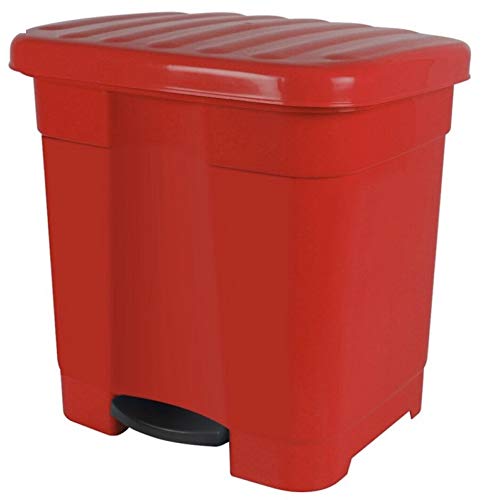 TIENDA EURASIA® Cubo de Basura con Pedal para Cocina - 46L - Material de Plastico Reciclado Ecológico - Medidas: 45x41x47 cm - 2 Divisiones Interiores (Rojo)