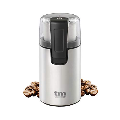 TM Electron TMPCG001 Molinillo eléctrico para Todo Tipo de Granos de café, Cuchillas de Acero Inoxidable, Cubierta Transparente, 70 Gramos de Capacidad, 180W