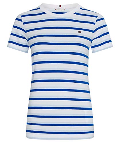 Tommy Hilfiger TH Cool ESS Slim Round-NK SS Camiseta sin Mangas para bebés y niños pequeños, Azul, M para Mujer